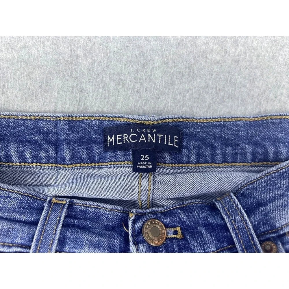 J Crew Mercantile Jean Shorts‎ Women's 25 Blue Cutoff High Rise Short Shorts
